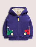 Appliqué Shaggy Hoodie-Starboard Blue Tractor