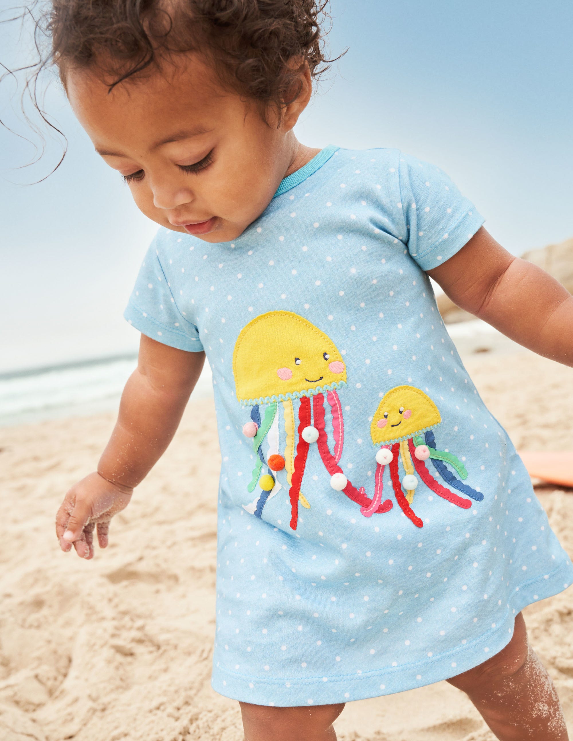 Robe en jersey à appliqué-Méduse ivoire/aigue-marine - Image 4