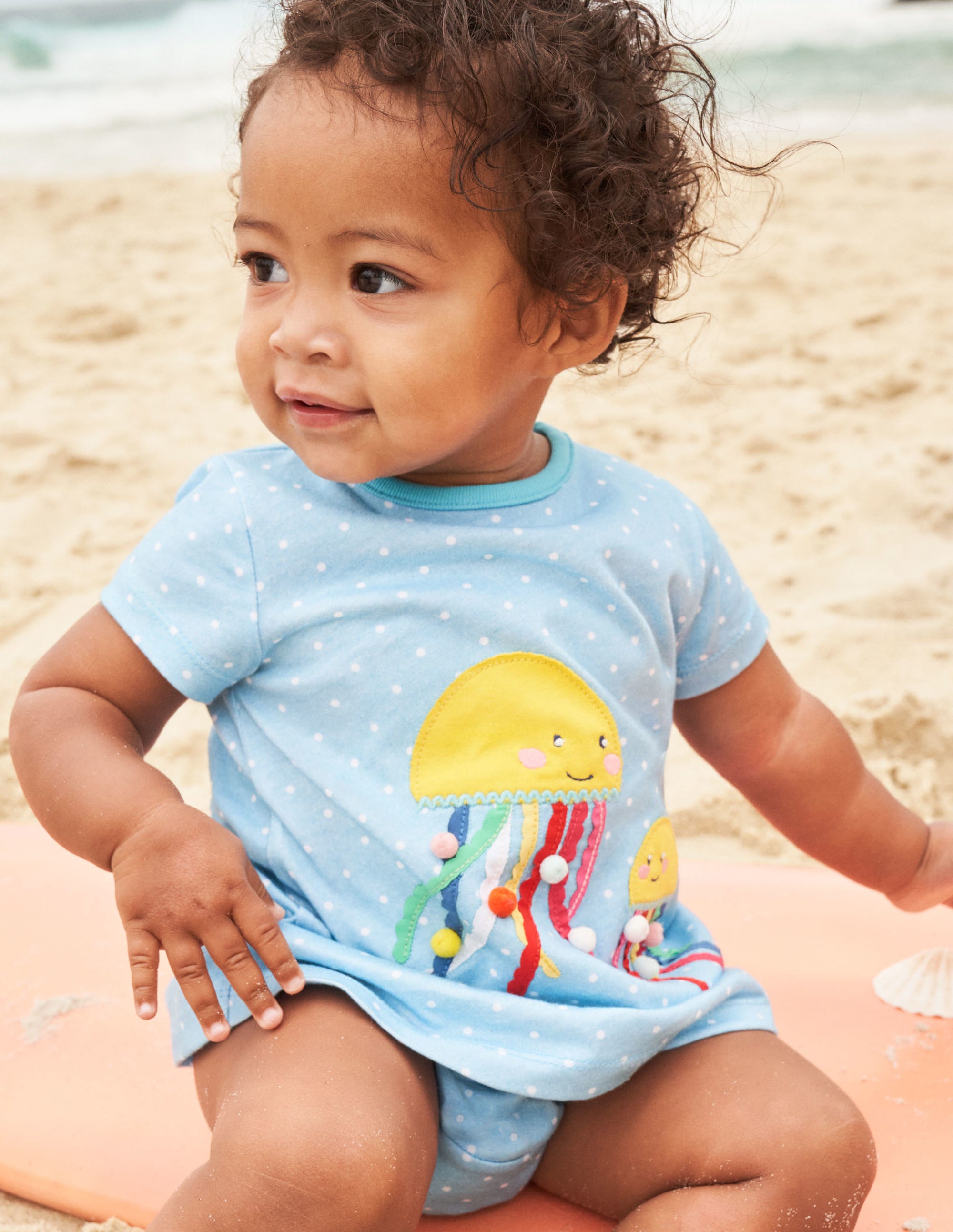 Robe en jersey à appliqué-Méduse ivoire/aigue-marine - Image 5