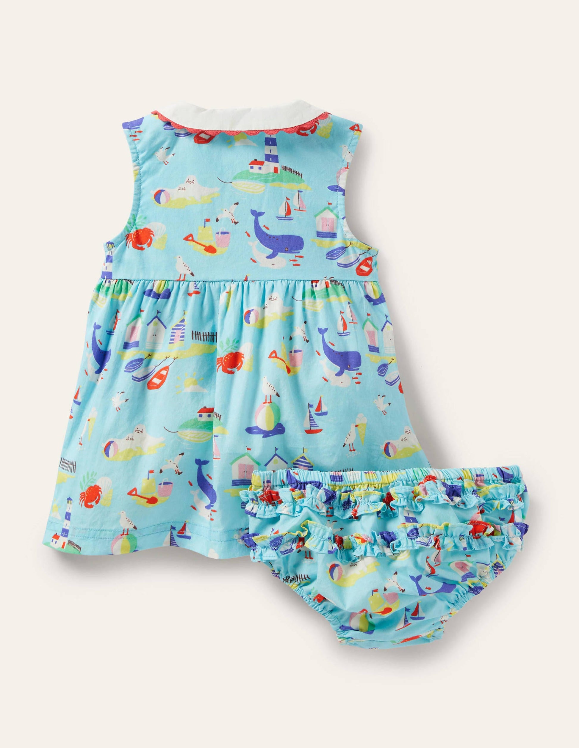 Ärmelloses Kleid mit Kragen-Wasserblau, Küstenszene-5