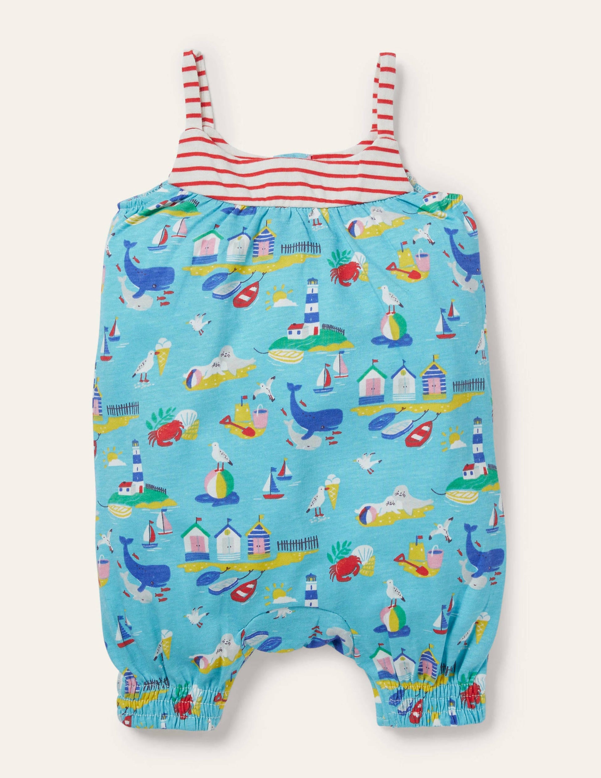 Jersey Strappy Romper-Aqua Coastal Scene-2