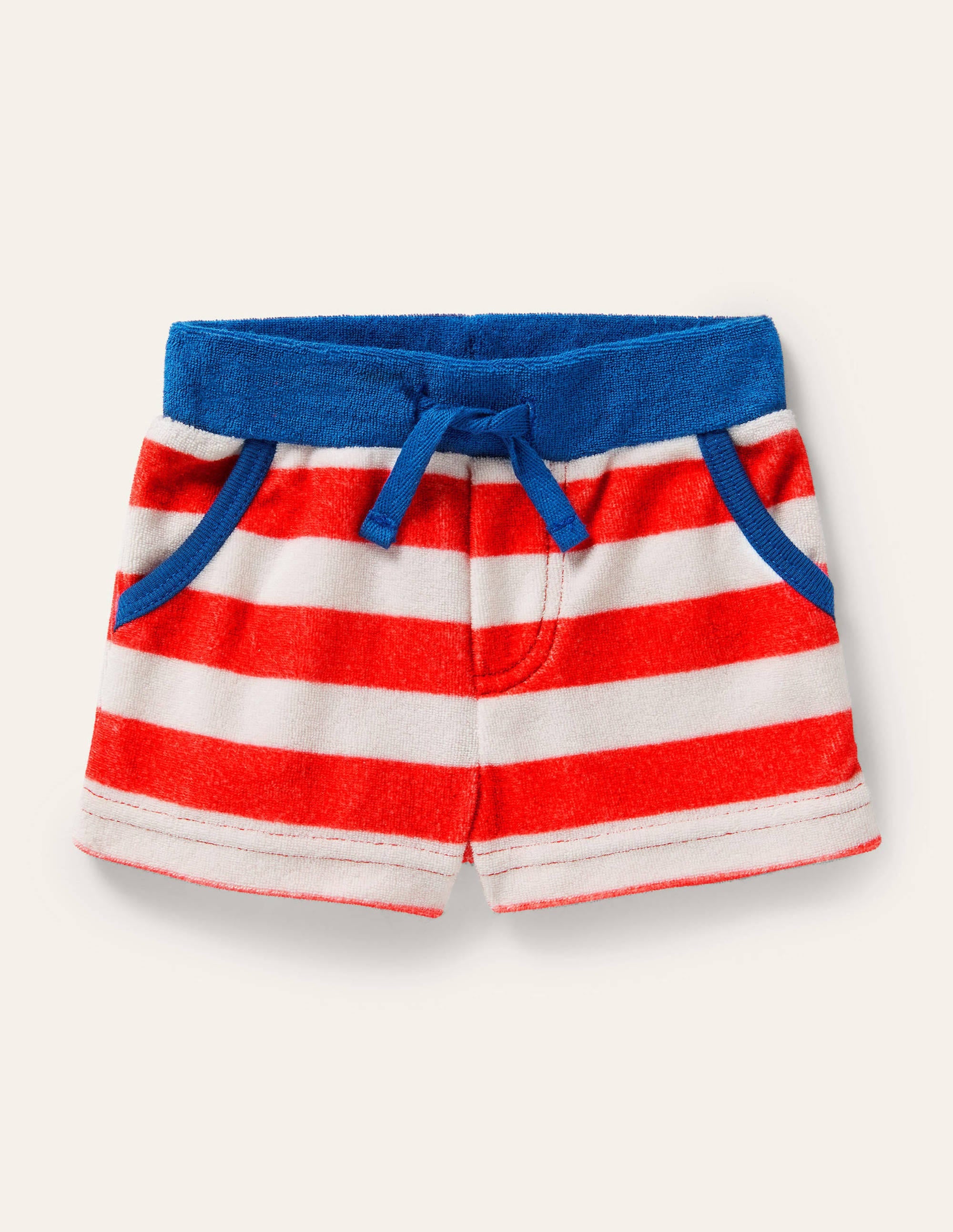 Towelling Shorts-Ivory/Firecracker - Image 1
