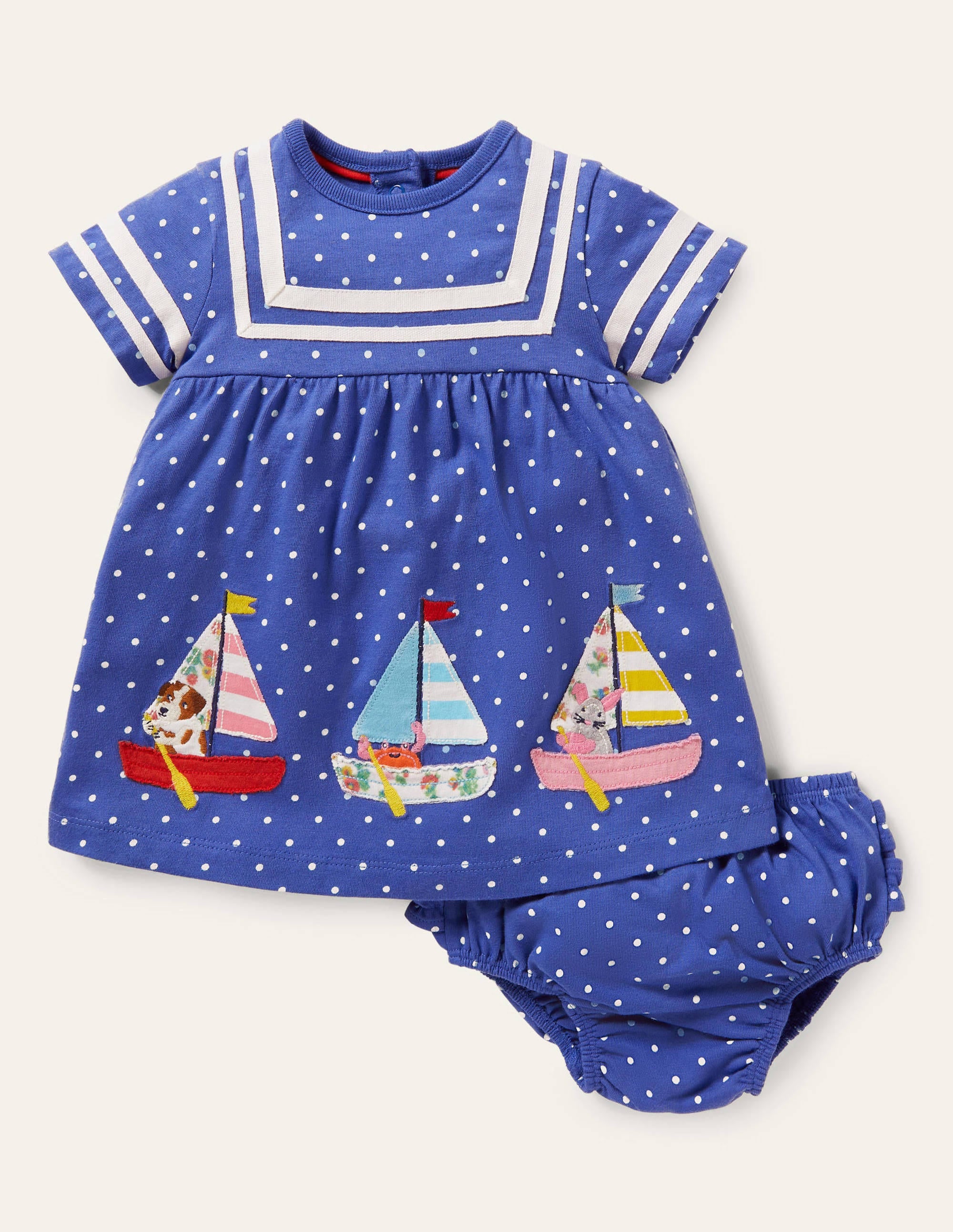 Robe de marin-Bateaux petits pois bleu jacinthe des bois - Image 1