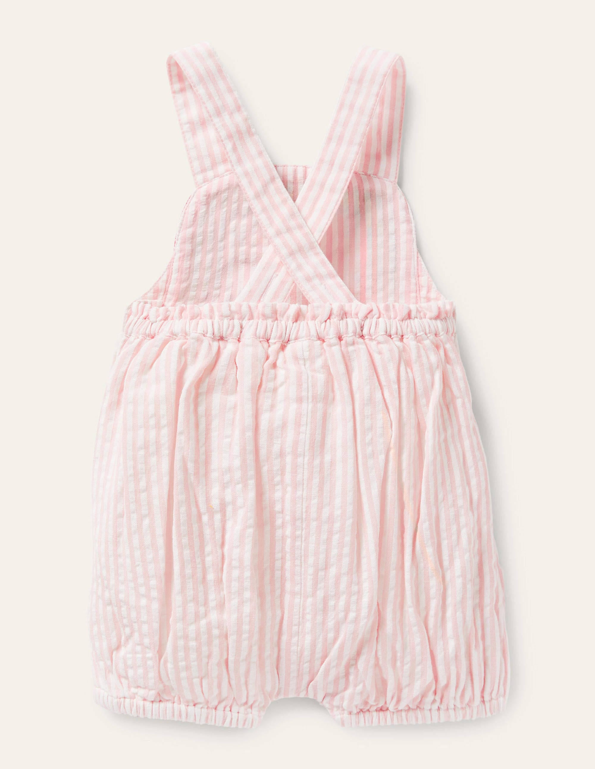 Appliqué Whale Woven Romper-Ivory/Pink Ticking Whale - Image 2