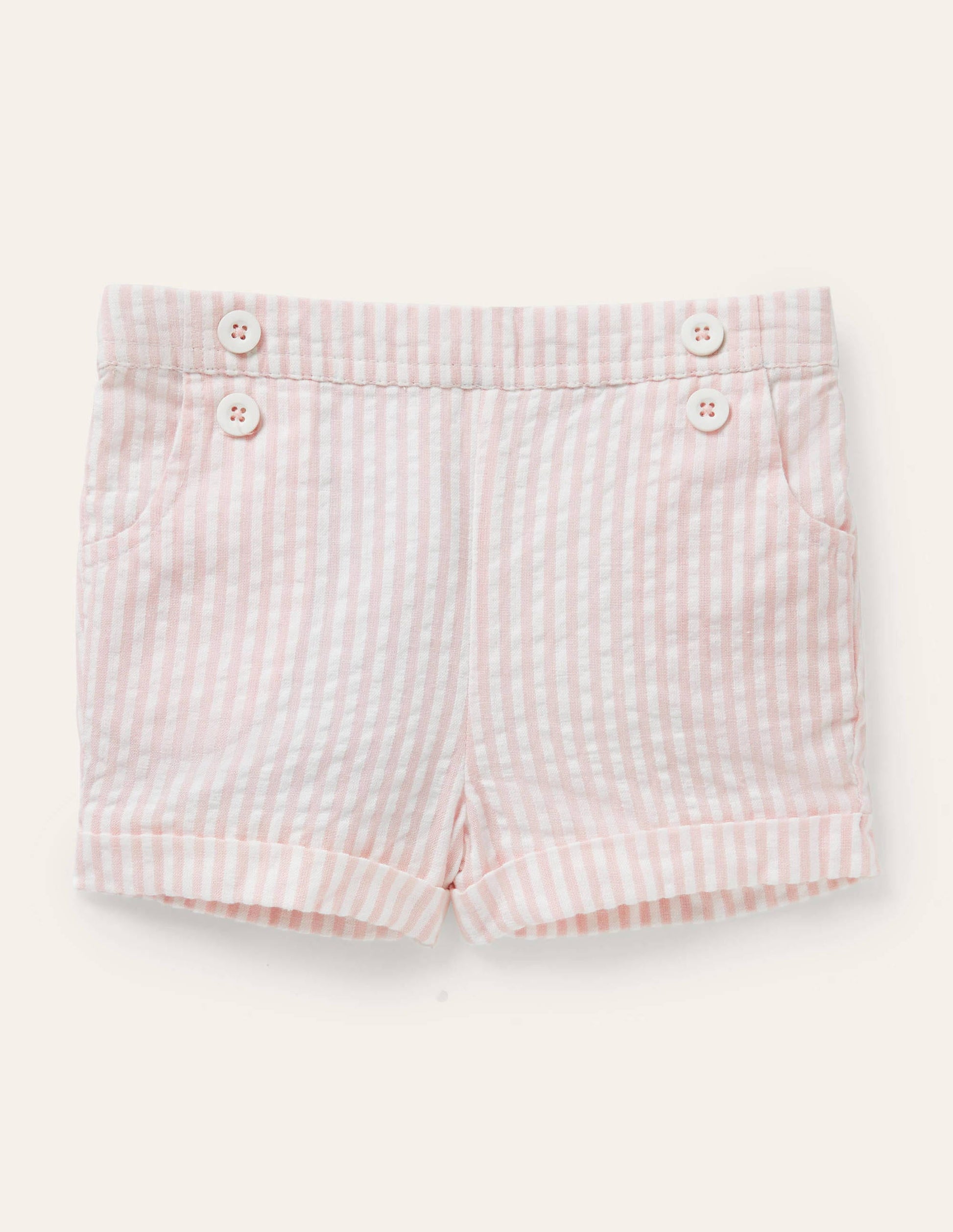 Short bouffant tissé-Coutil ivoire/limonade rose-1