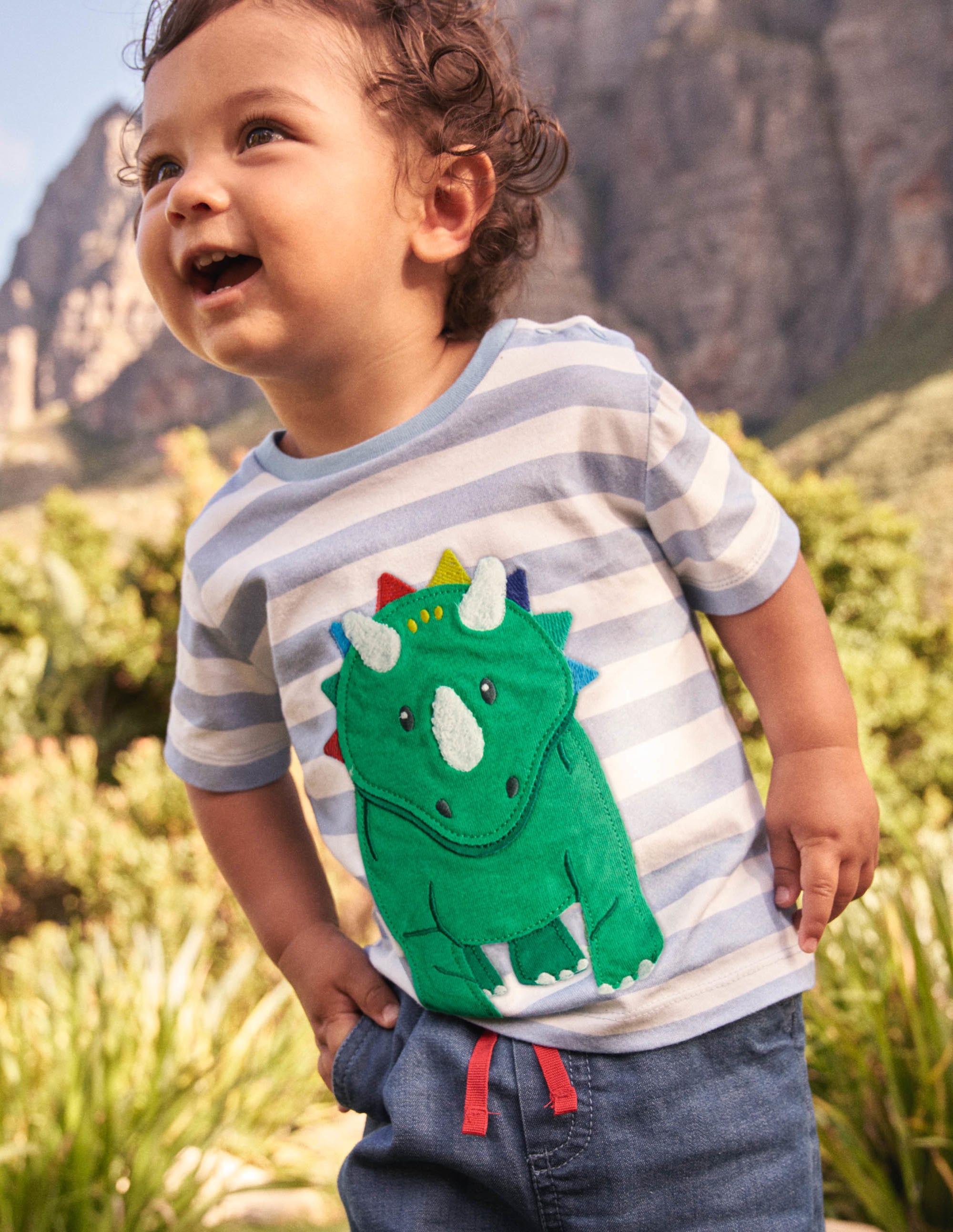T-Shirt mit Motiv-Naturweiß/Surfbrettblau, Dino - Image 4