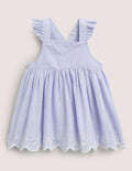 Robe chasuble tissée et brodée-Chambray