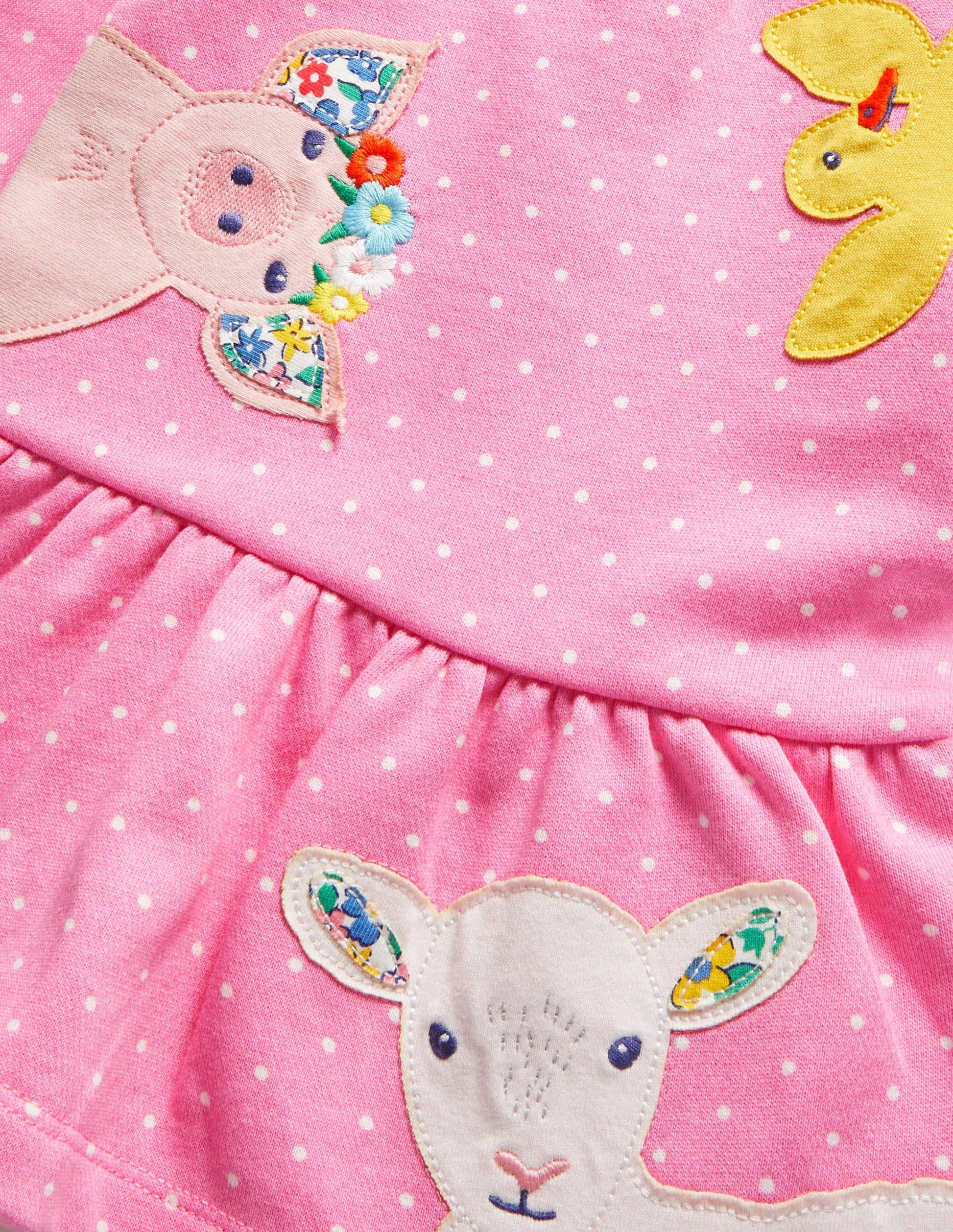 Cosy Sweatshirt Dress-Bright Petal Pin Spot Animals-3