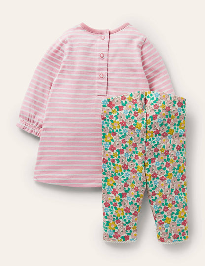 Ensemble robe et legging en jersey-Chevaux motif Spring Floral rose boto-2