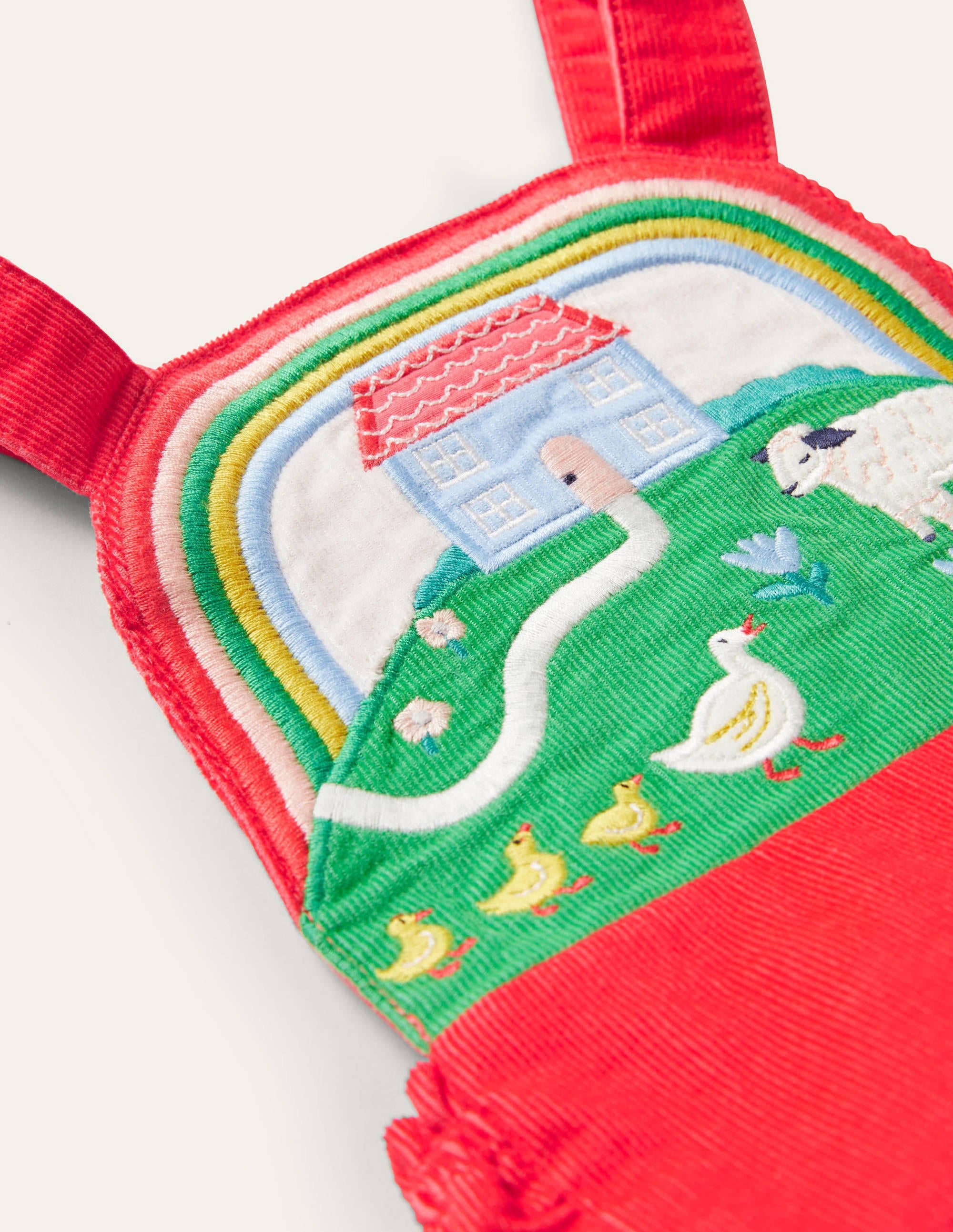 Appliqué Bib Romper-Strawberry Tart Scene - Image 3