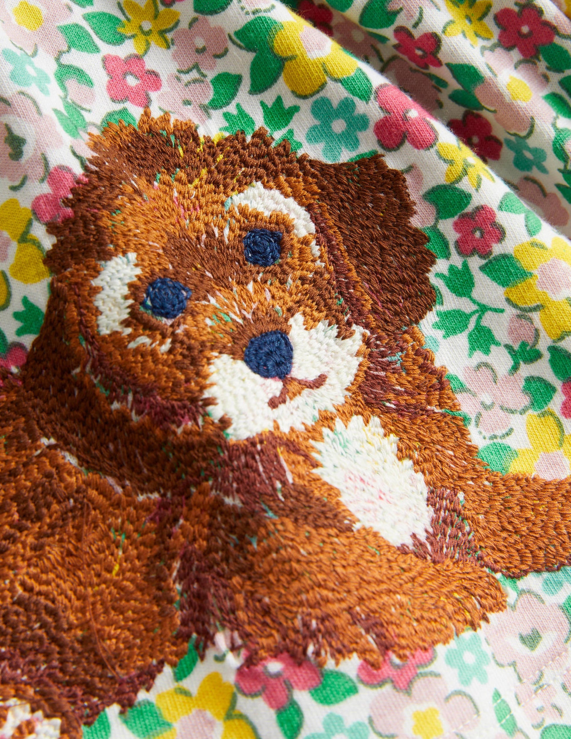 Oberteil mit Superstitch-Bunt, Blumenmuster/Hunde-3