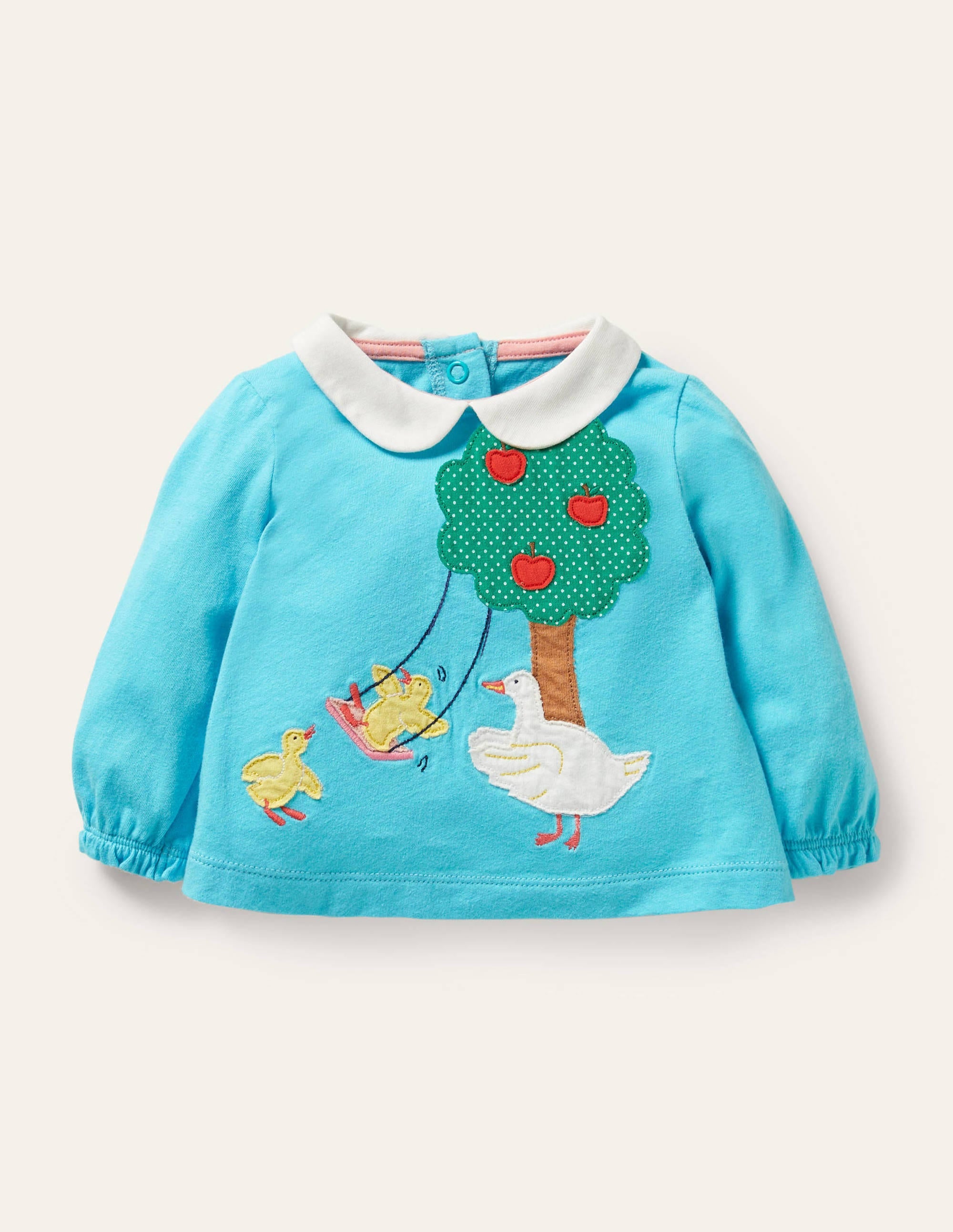 Jersey-Oberteil mit Kragen und Applikation-Wasserblau, Enten - Image 1