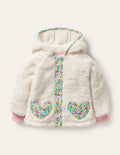 Teddy-Jacke mit Herztasche-Hellbeige