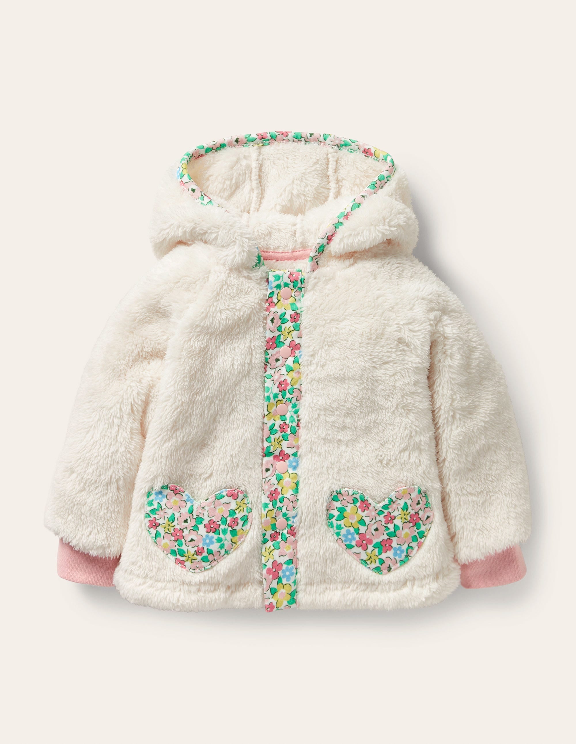 Teddy-Jacke mit Herztasche-Hellbeige - Image 1