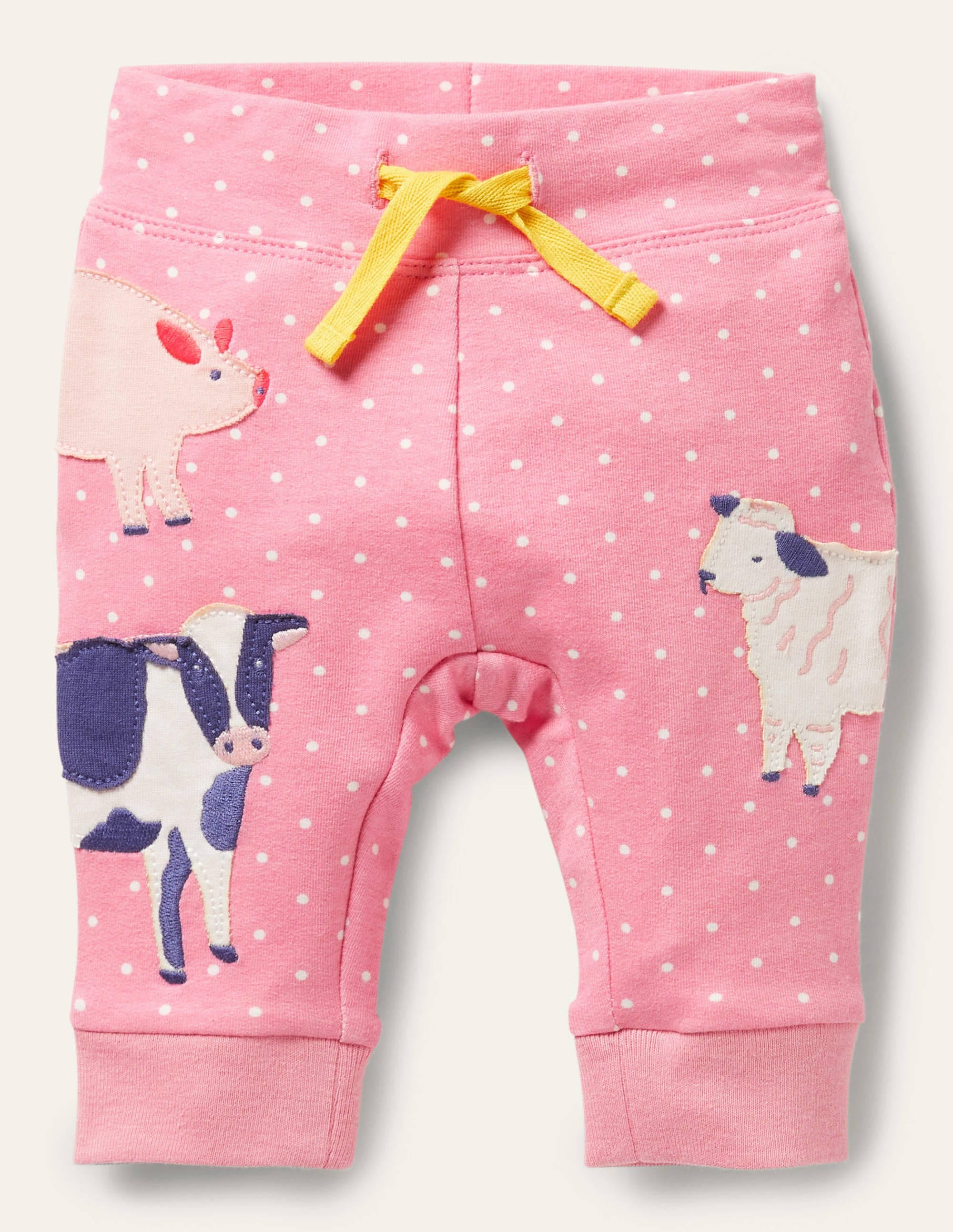 Appliqué Jersey Trousers-Bright Petal Pin Spot Animals - Image 1