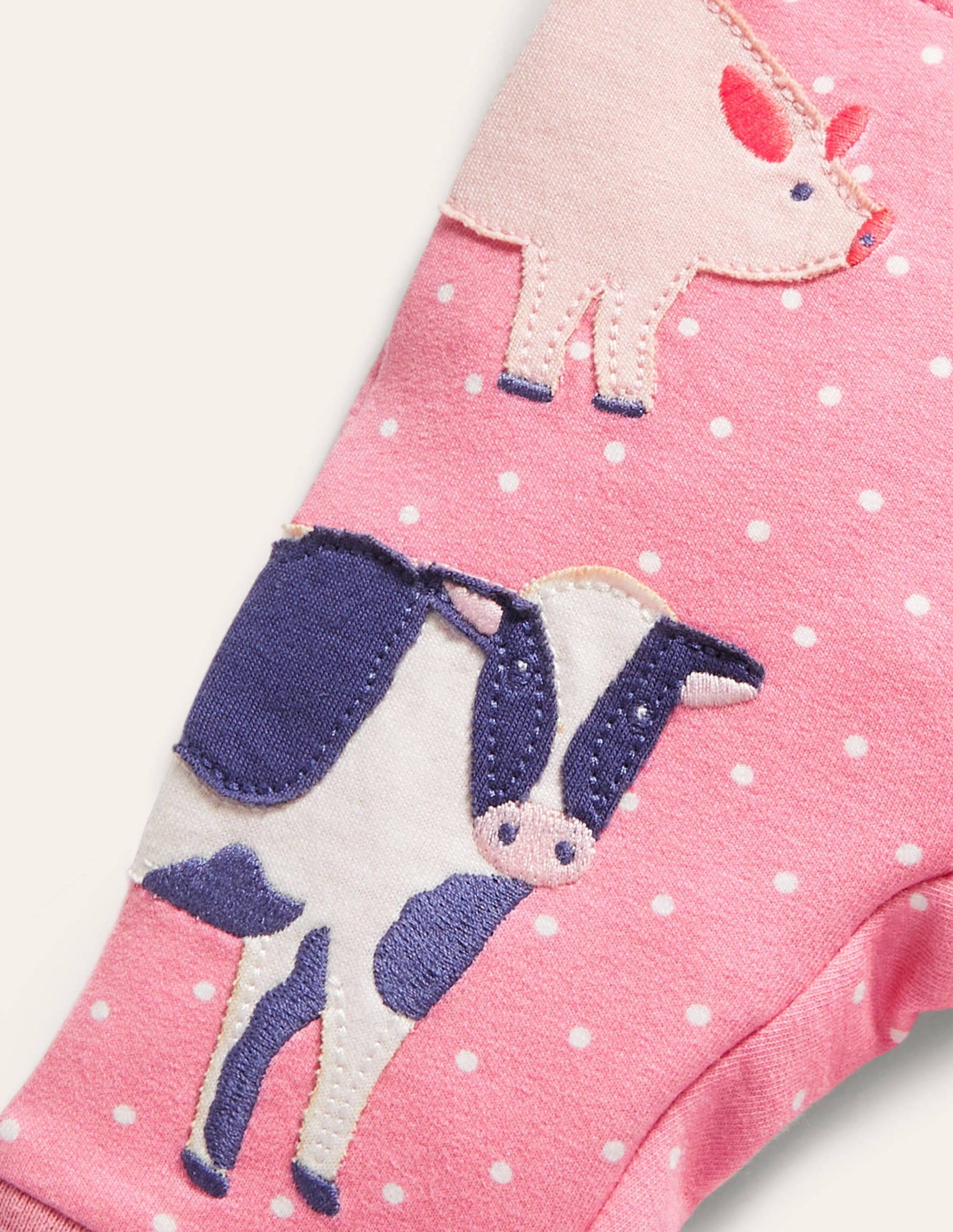 Appliqué Jersey Trousers-Bright Petal Pin Spot Animals-3
