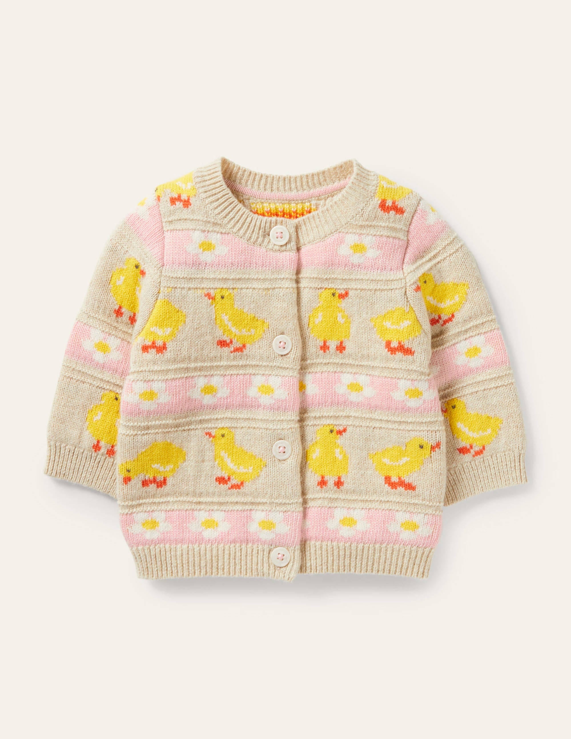 Gestrickter Fair-Isle-Cardigan-Maisgelb, Küken - Image 1