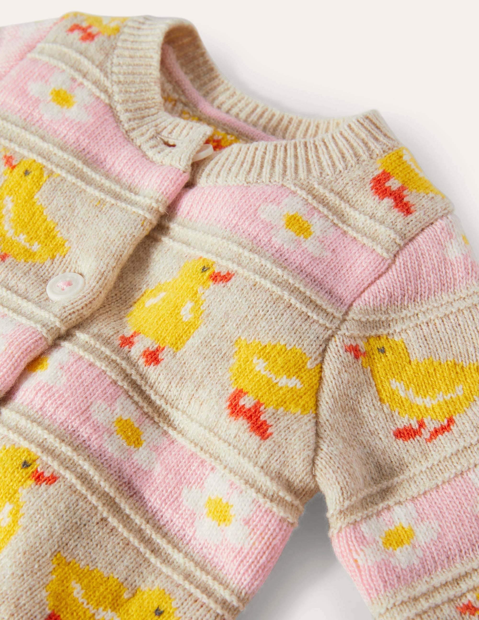 Gestrickter Fair-Isle-Cardigan-Maisgelb, Küken - Image 3