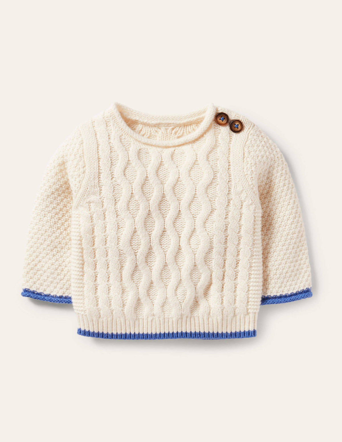 Pullover mit Zopfstrickmuster-Ecru Meliert - Image 1