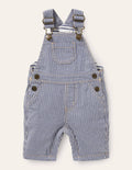 Patch Pocket Dungarees-Ivory/Georgian Blue Ticking
