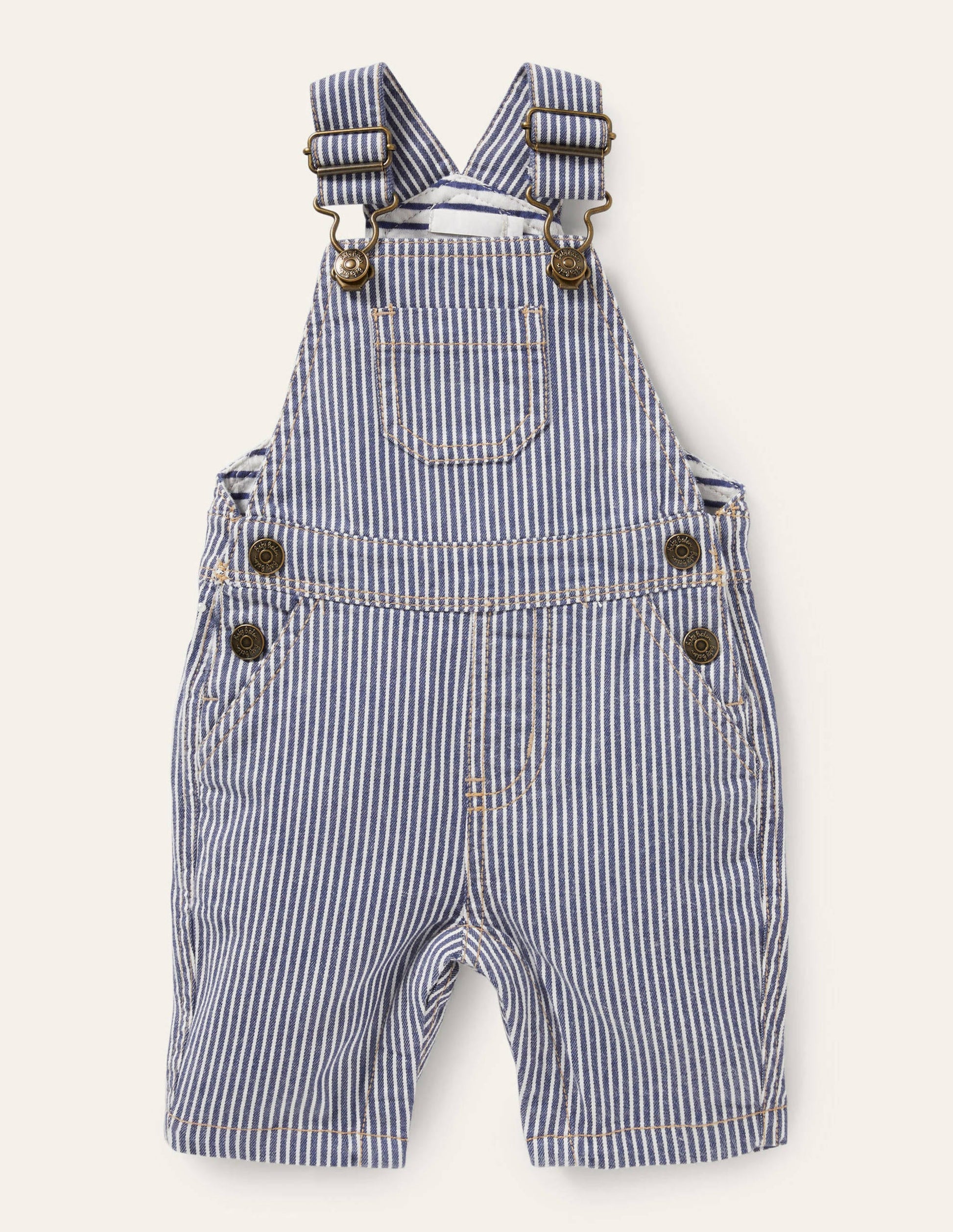 Patch Pocket Dungarees-Ivory/Georgian Blue Ticking-1