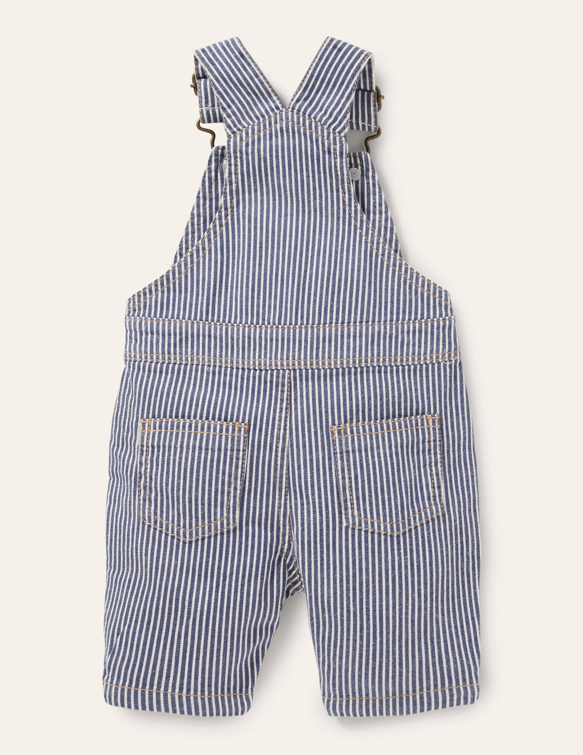 Patch Pocket Dungarees-Ivory/Georgian Blue Ticking - Image 2
