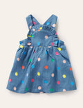 Multi Spot Pinnie Dress-Chambray Multi Spot
