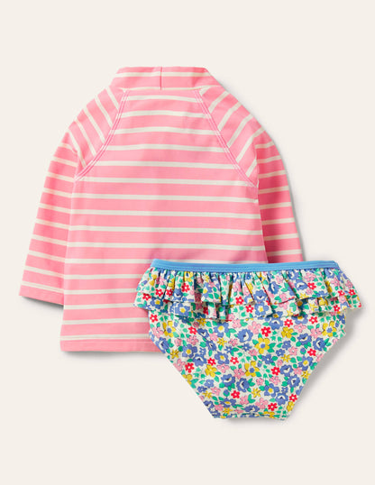 Badeset mit USF-Langarmshirt-Limonadenrosa/Naturweiß, Enten-2