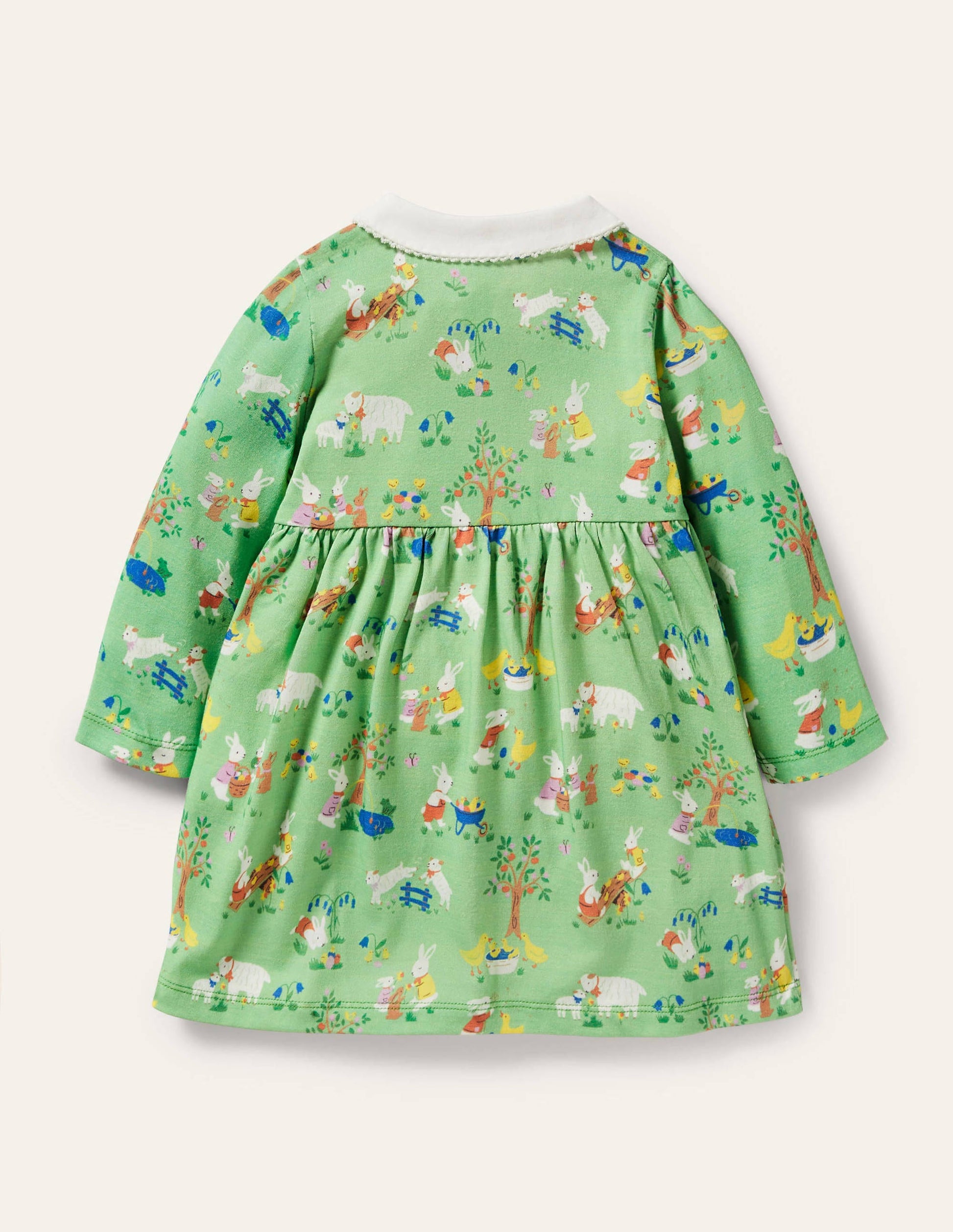 Jerseykleid mit Kragen-Brunnengrün, Frühlingsmuster-2
