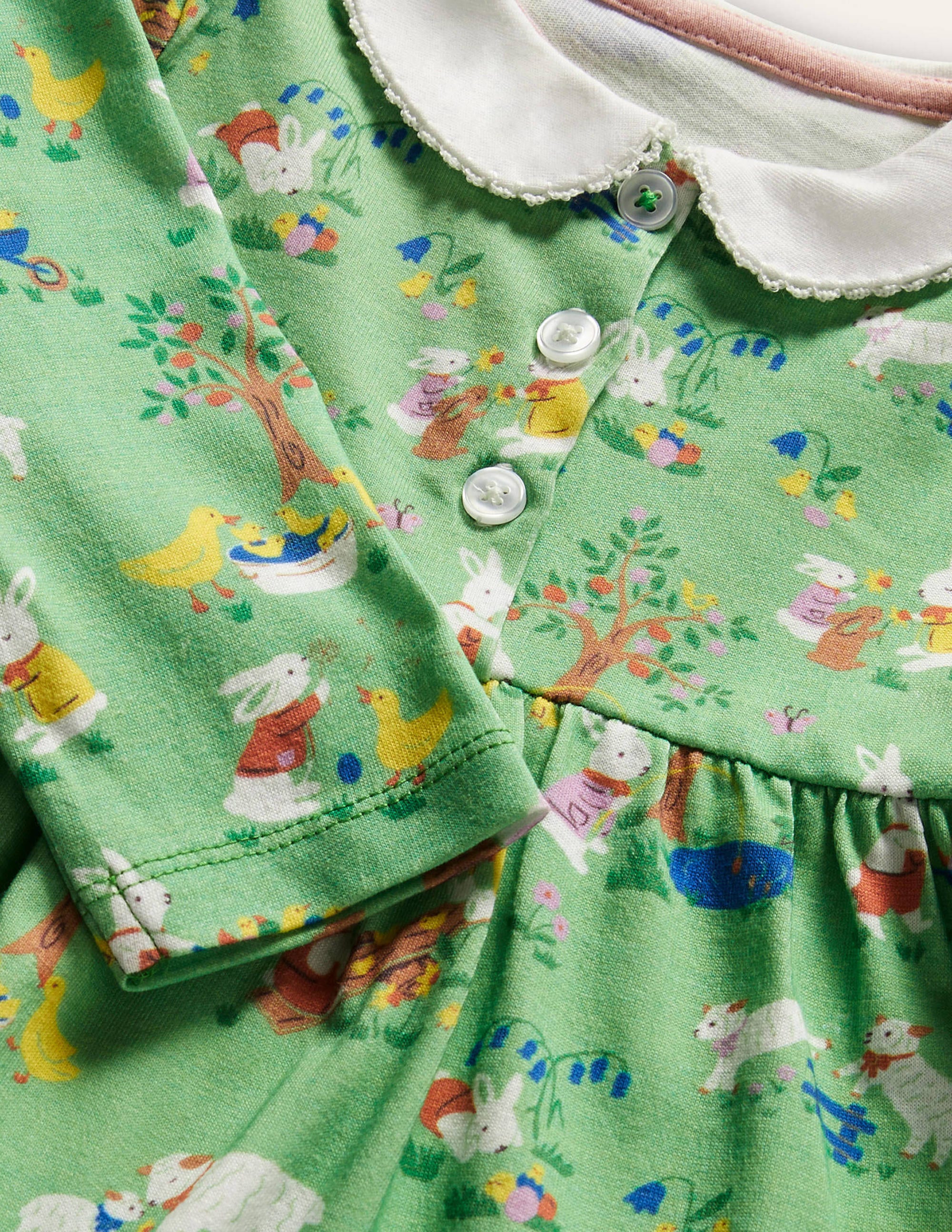 Jerseykleid mit Kragen-Brunnengrün, Frühlingsmuster - Image 3