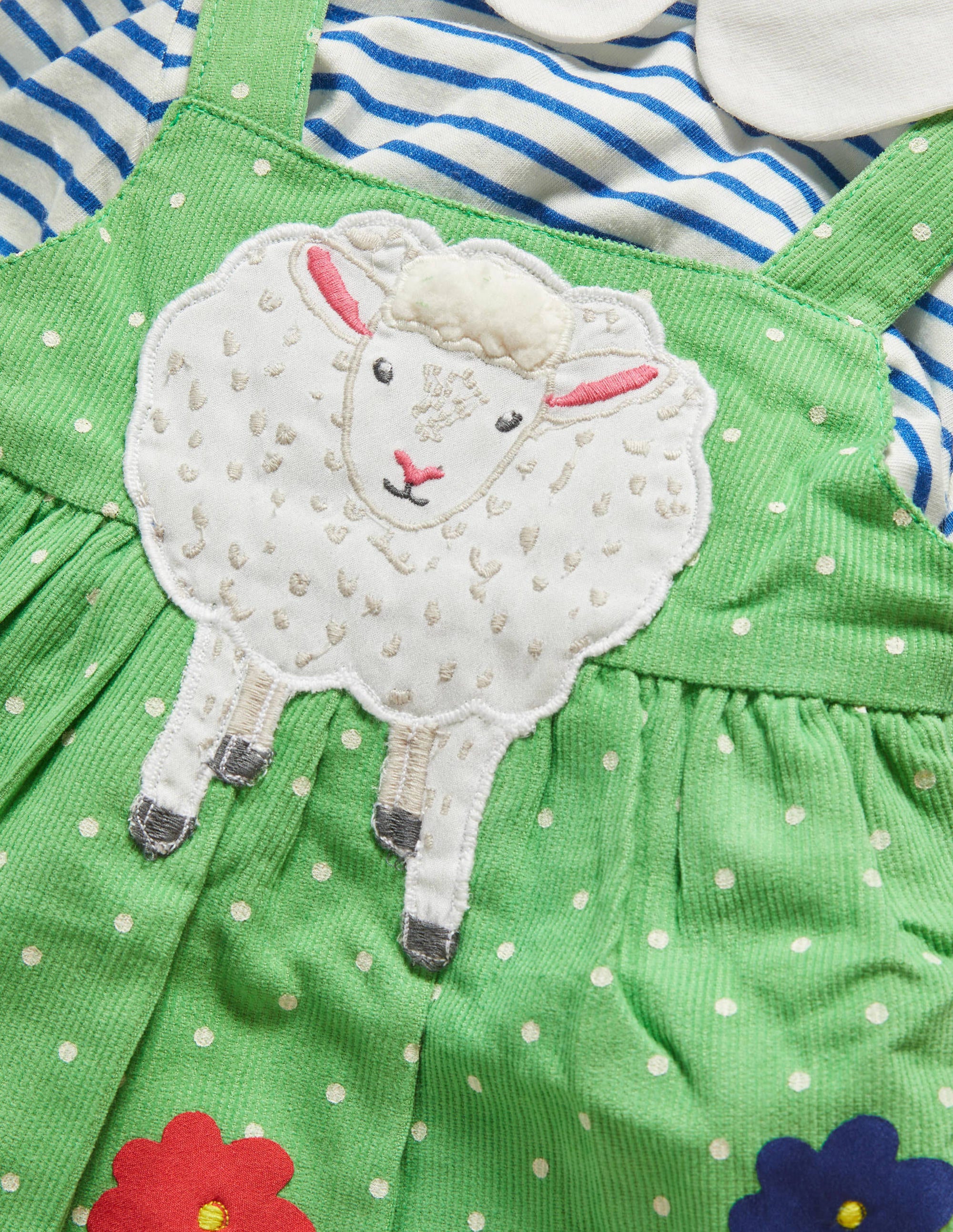 Ensemble 3 pièces avec robe chasuble-Mouton petits pois vert iguane - Image 3