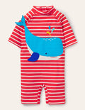 Printed Sun-safe Surf Suit-Fire Red/Ivory Whale