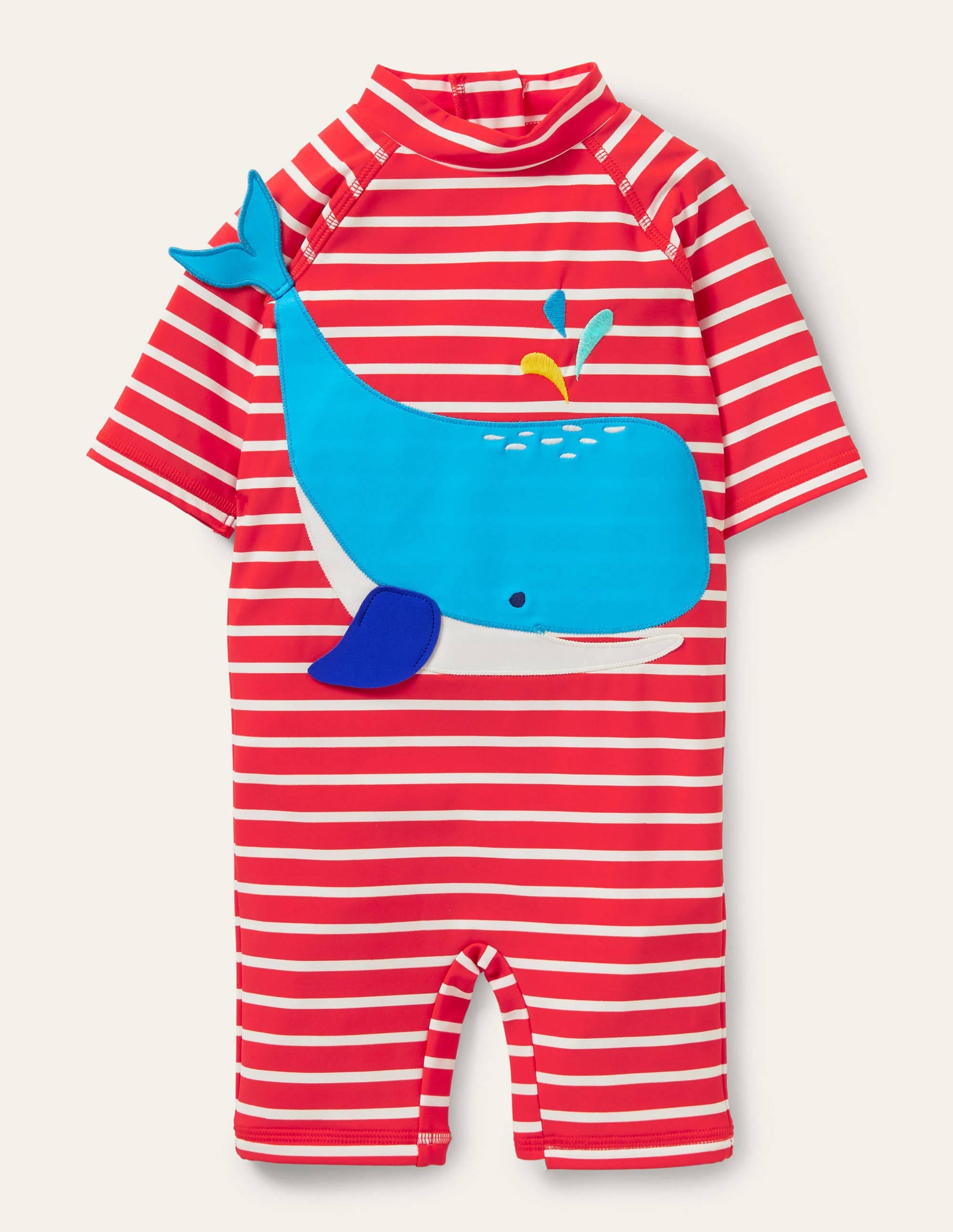 Printed Sun-safe Surf Suit-Fire Red/Ivory Whale - Image 1