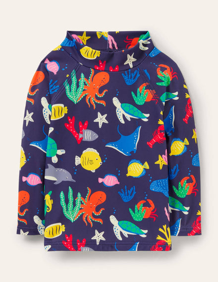 Badeshirt-Segelblau, Unterwassermotiv