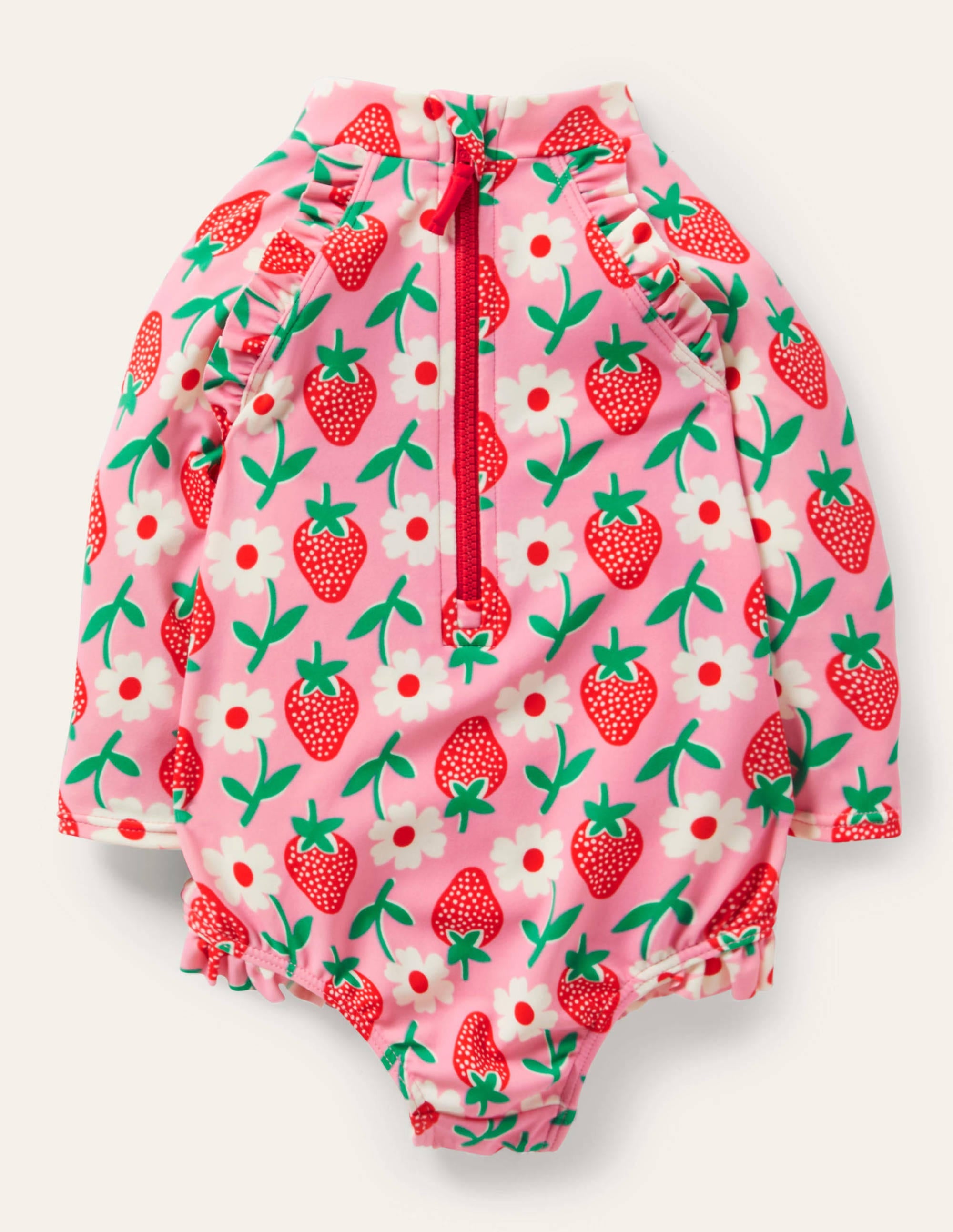 Maillot de bain manches longues volanté-Tampon fraise limonade rose - Image 2