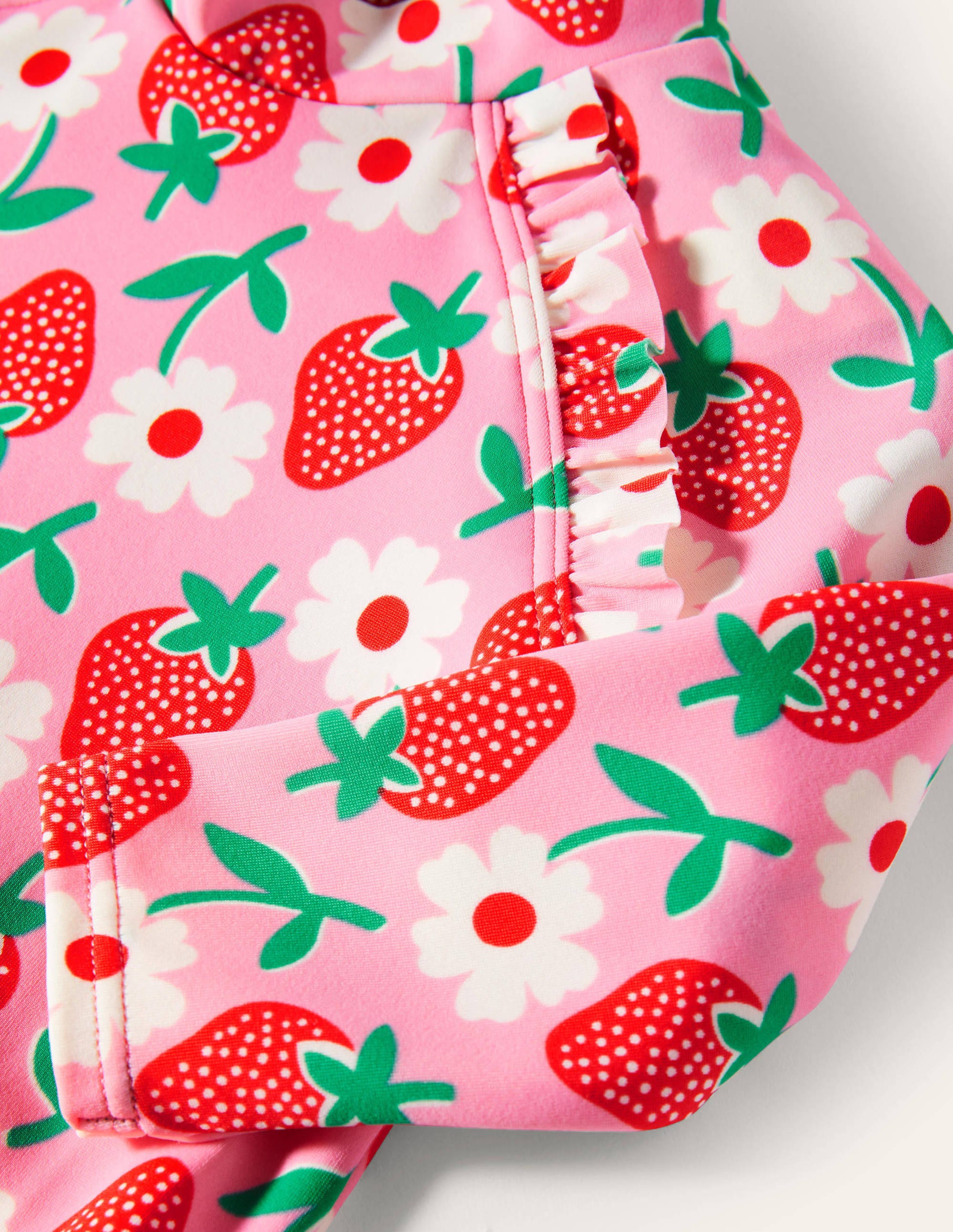 Maillot de bain manches longues volanté-Tampon fraise limonade rose - Image 3