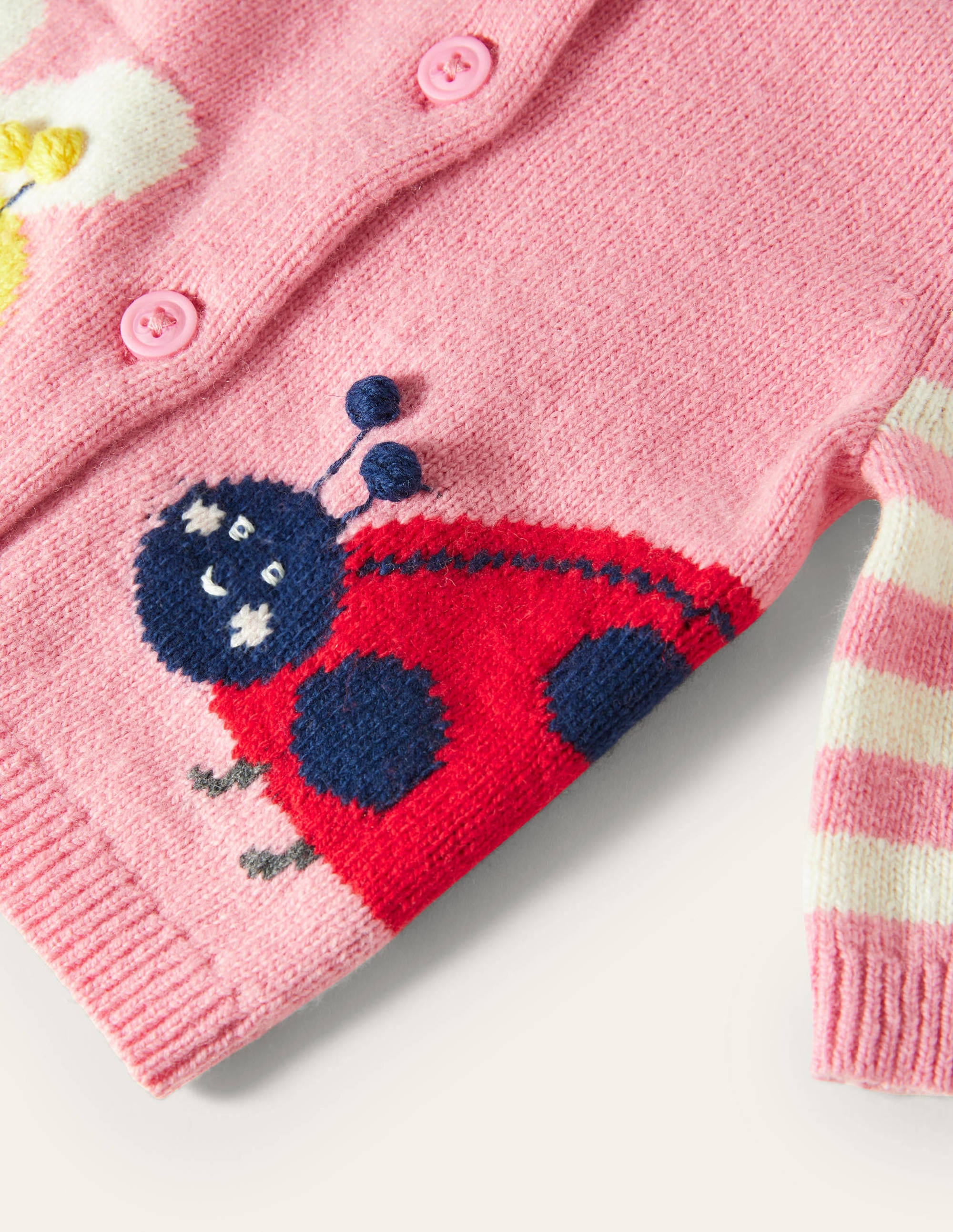 Fröhlicher Cardigan mit Stickerei-Hellrosa, Marienkäfer - Image 3