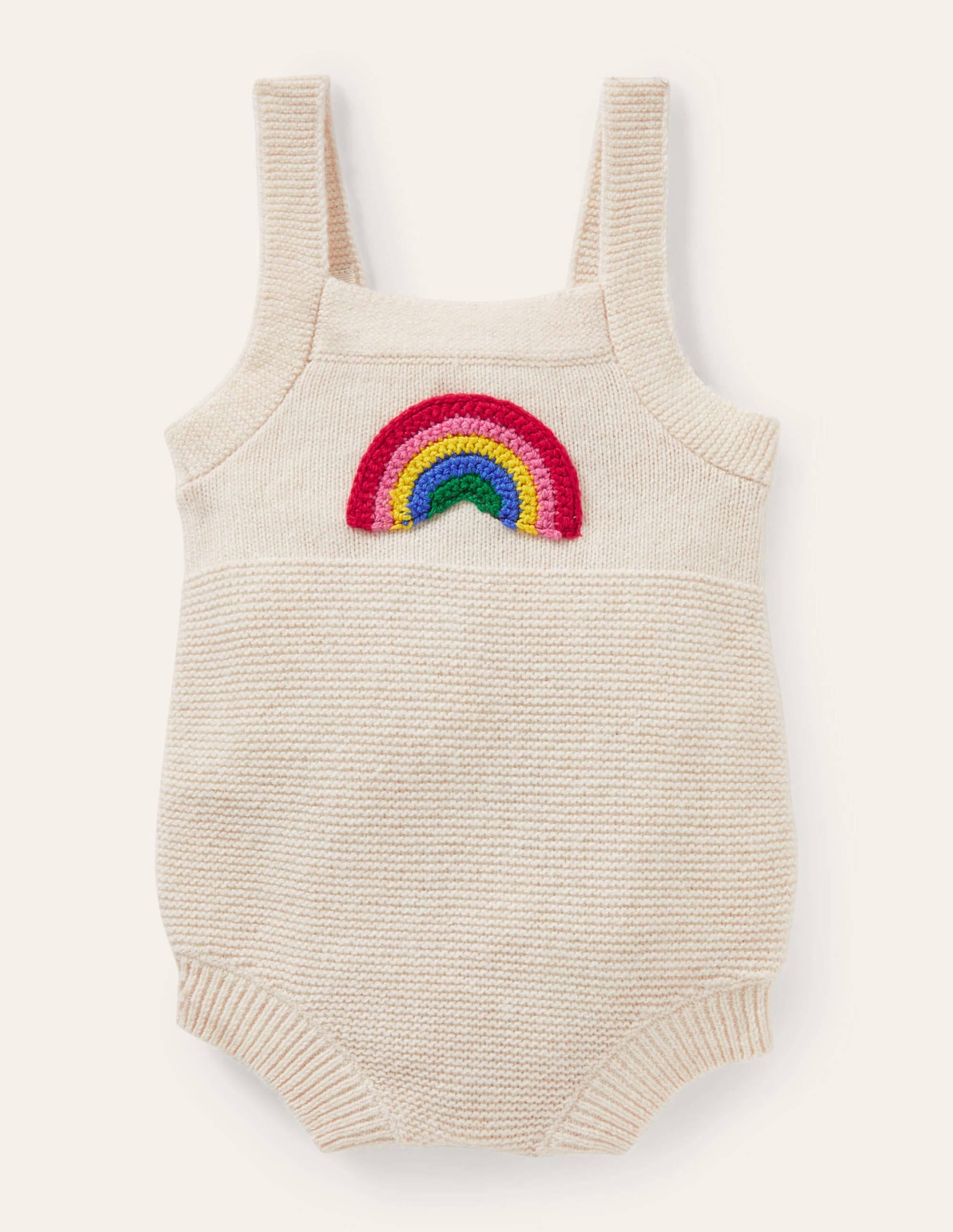 Fun Knitted Romper-Ecru Marl Rainbow - Image 1