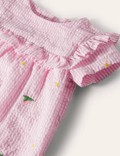 Set aus Weboberteil und Leggings-Strahlendes Marineblau, Erdbeeren