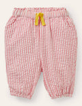 Pantalon tissé à taille froncée-Coutil ivoire/rose boto