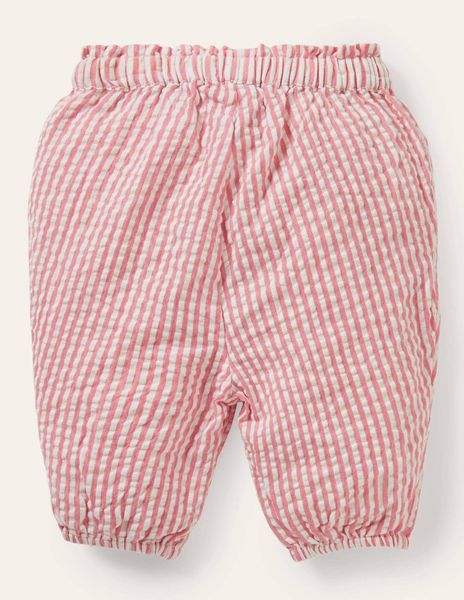 Pantalon tissé à taille froncée-Coutil ivoire/rose boto-2