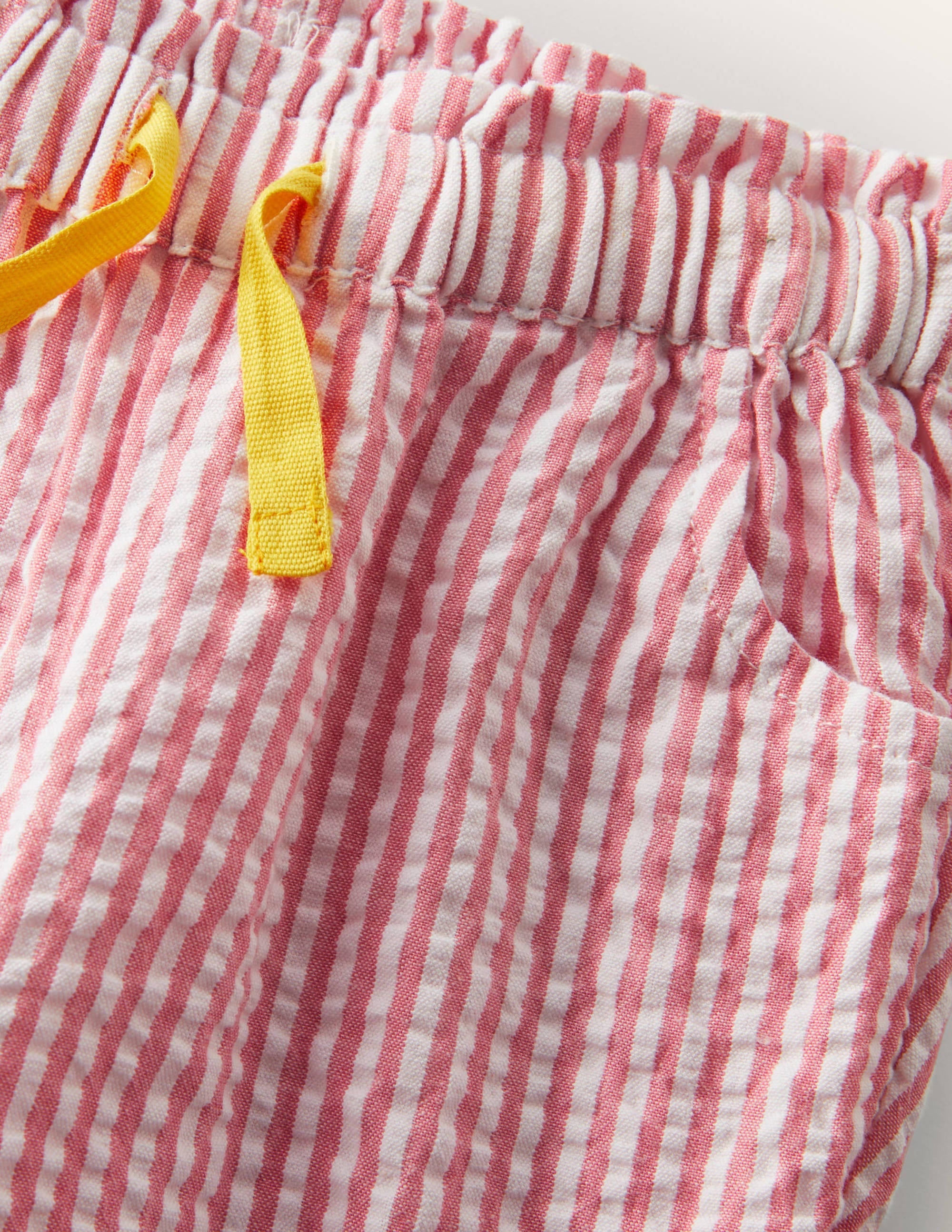 Pantalon tissé à taille froncée-Coutil ivoire/rose boto - Image 3