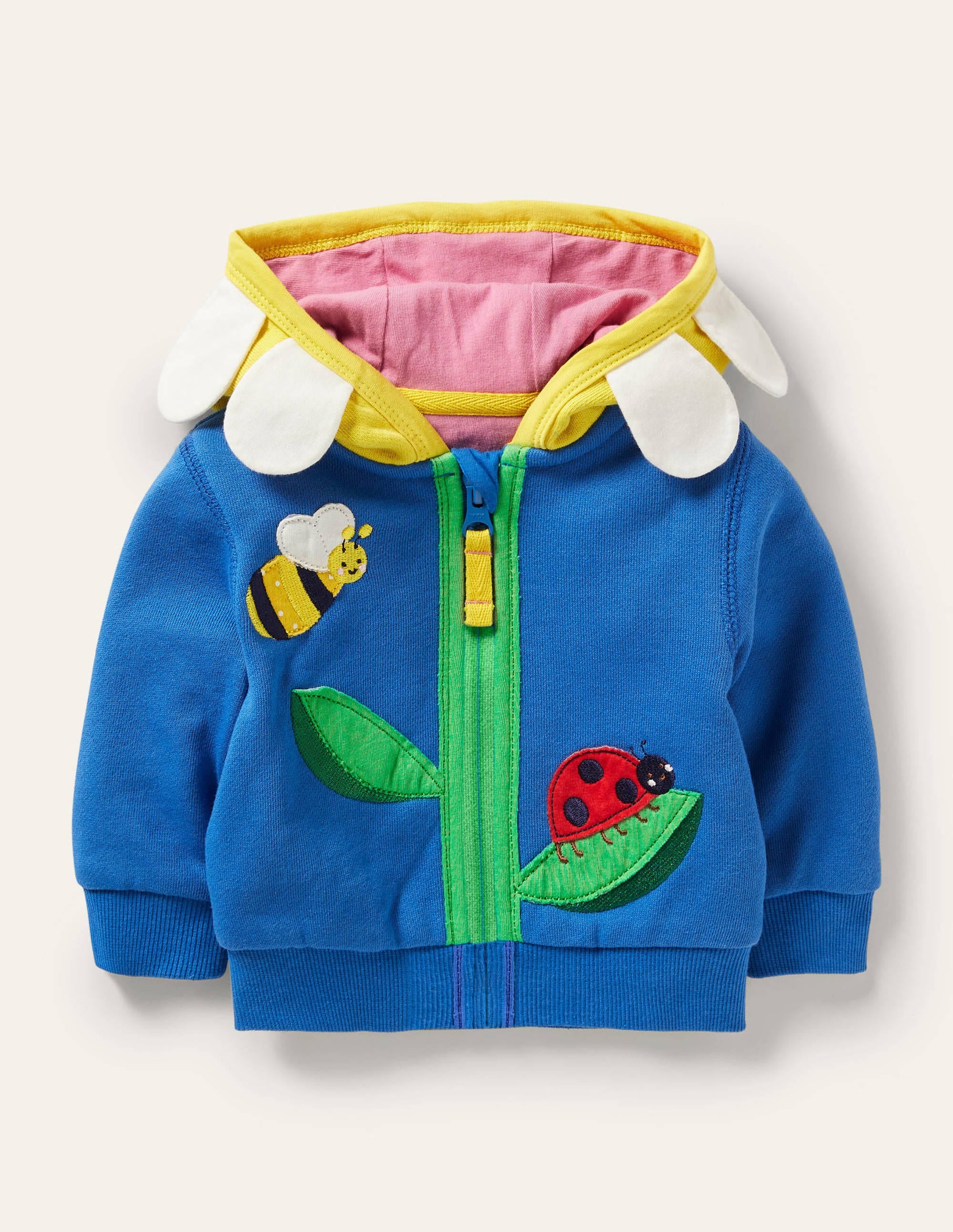 Sweat à capuche à appliqué-Fleur bleue - Image 1