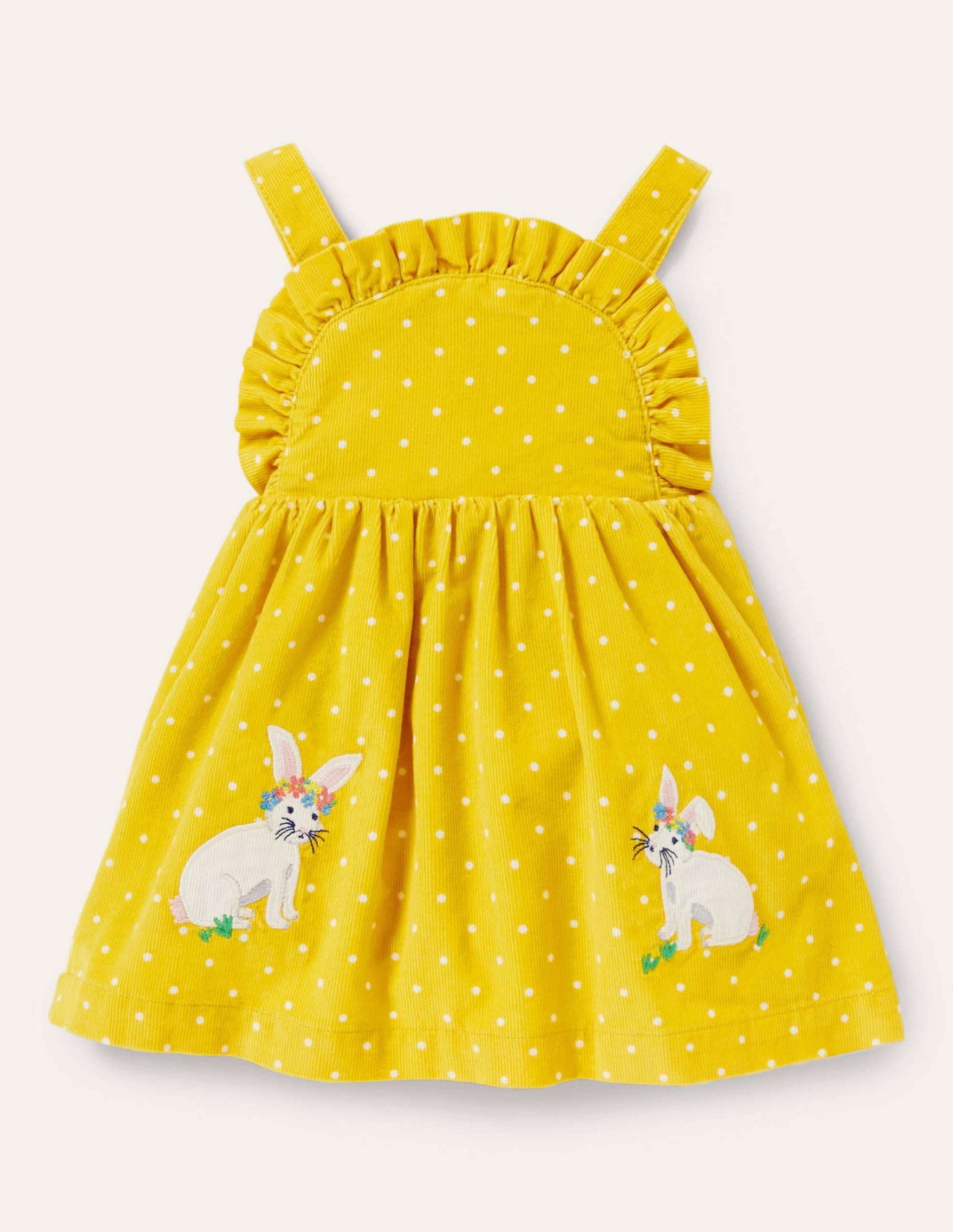 Robe chasuble à écusson et appliqué fun-Lapins petits pois maïs - Image 1