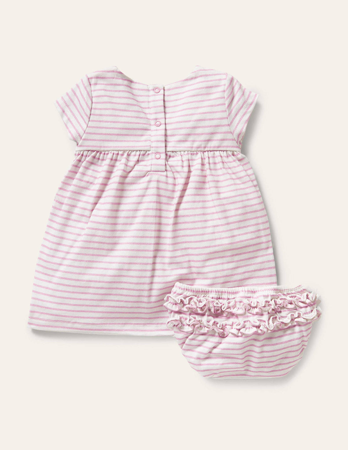 Jerseykleid mit lustiger Applikation-Hellrosa, Vögel-2