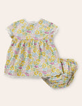 Robe imprimée en jersey-Motif floral citron clair