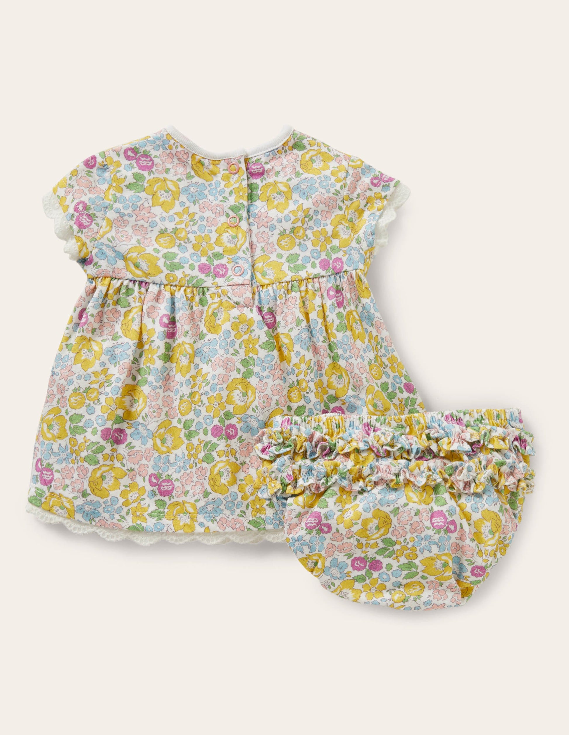 Robe imprimée en jersey-Motif floral citron clair-2