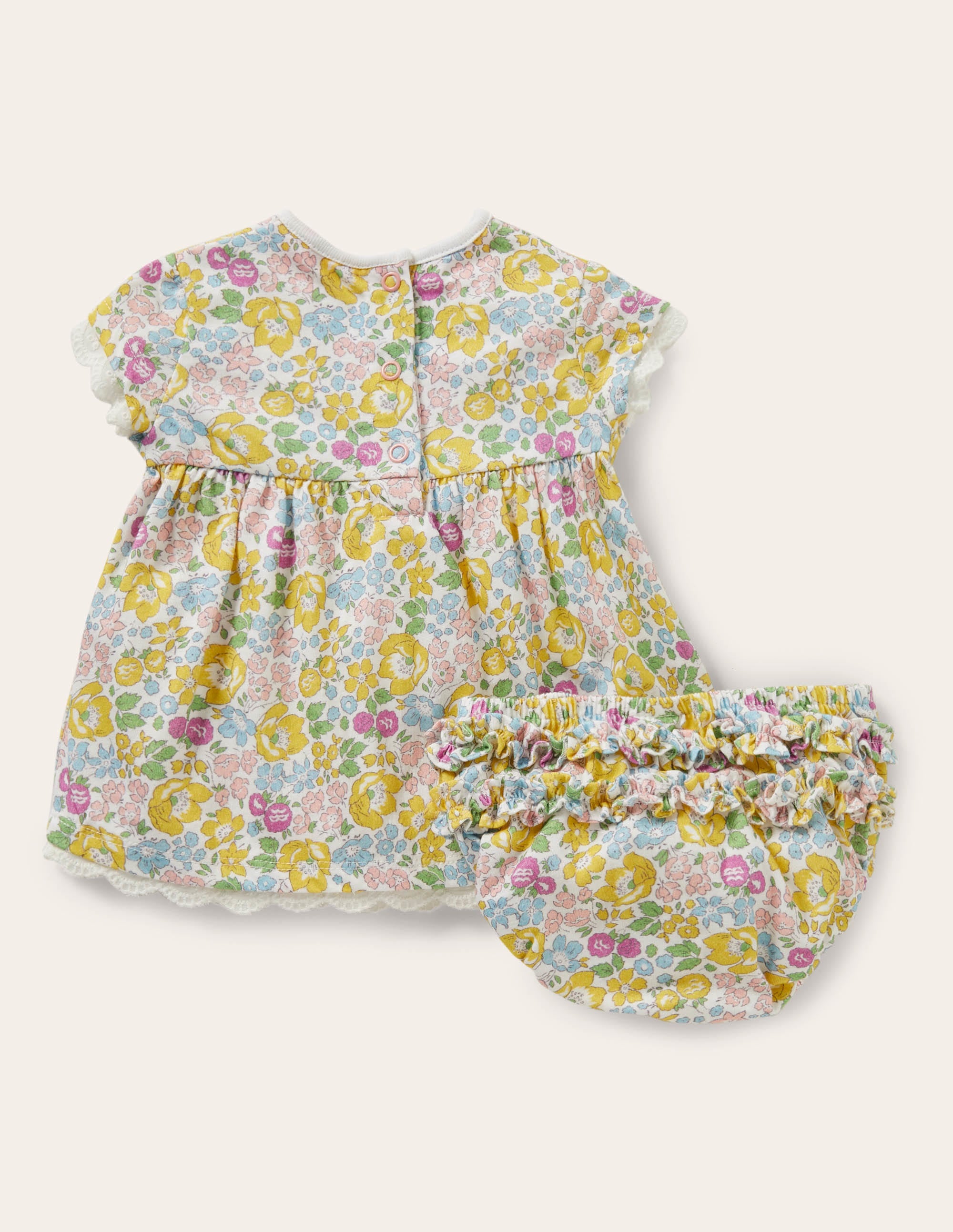 Robe imprimée en jersey-Motif floral citron clair - Image 2