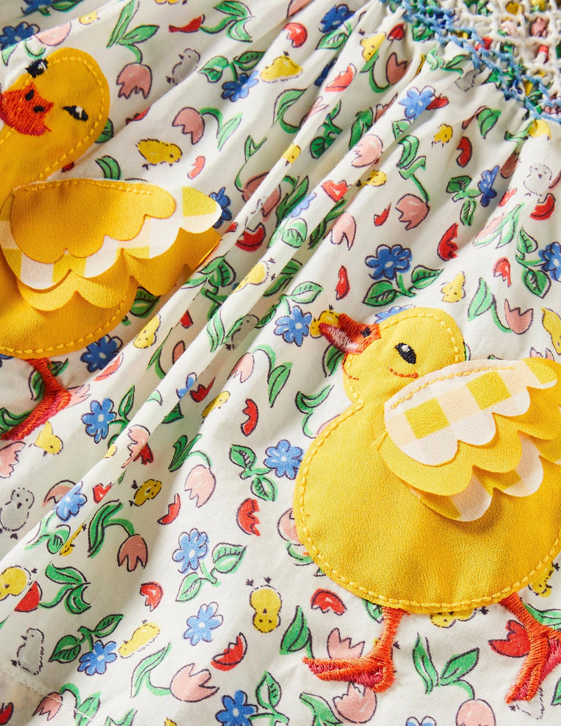 Robe rétro à manches bouffantes-Poussins ivoire-3