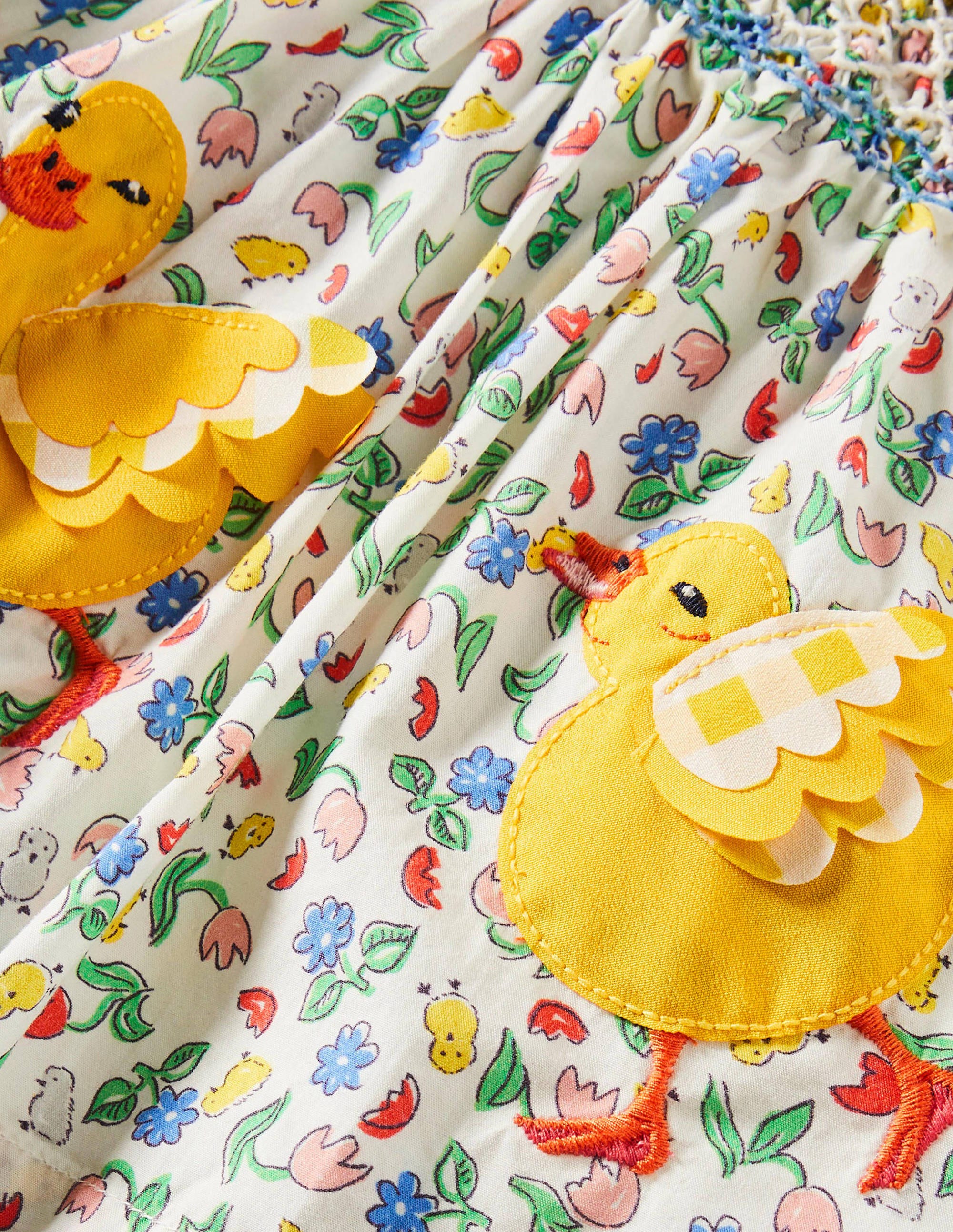 Robe rétro à manches bouffantes-Poussins ivoire - Image 3